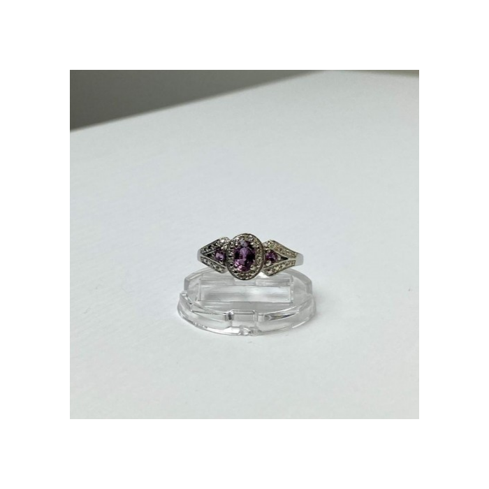 925 Sterling Silver Tourmalines Ring Size 8