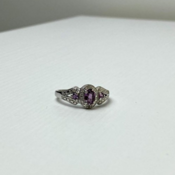 925 Sterling Silver Tourmalines Ring Size 8