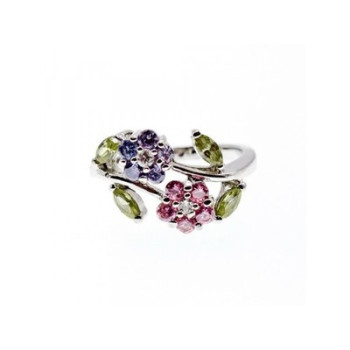 925 Sterling Silver Amethyst, Morganite, Peridot & CZ 