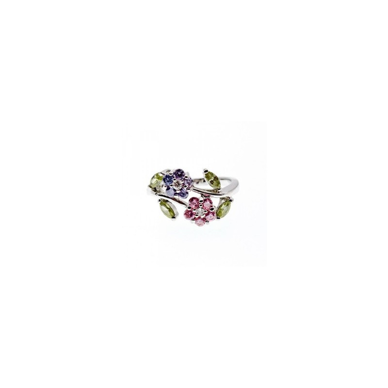 925 Sterling Silver Amethyst, Morganite, Peridot & CZ 