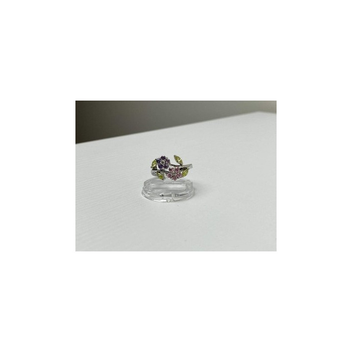 925 Sterling Silver Amethyst, Morganite, Peridot & CZ 