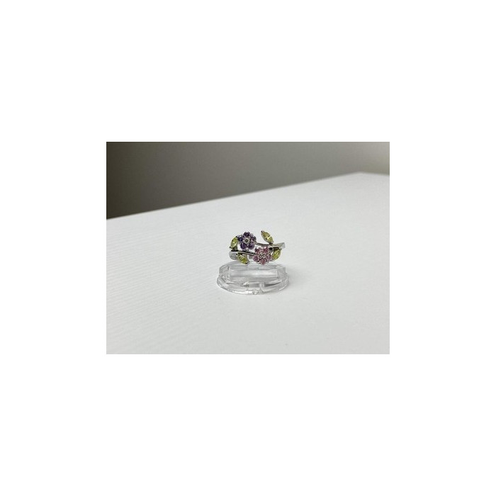 925 Sterling Silver Amethyst, Morganite, Peridot & CZ 