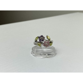 925 Sterling Silver Amethyst, Morganite, Peridot & CZ 