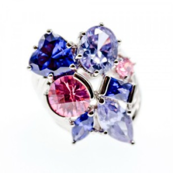 925 Sterling Silver Multicolor CZ Ring Size 6