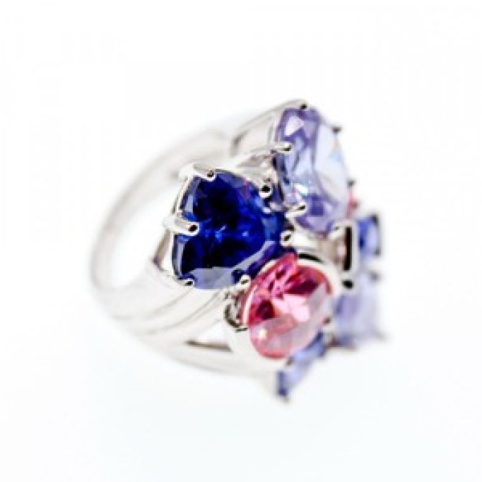 925 Sterling Silver Multicolor CZ Ring Size 6
