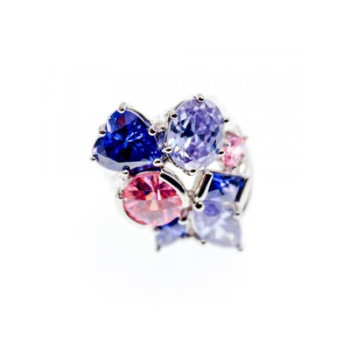 925 Sterling Silver Multicolor CZ Ring Size 6