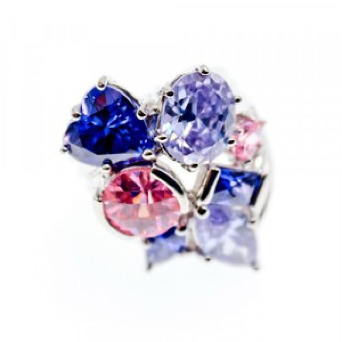 925 Sterling Silver Multicolor CZ Ring Size 6