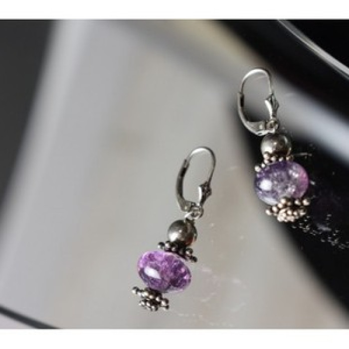925 Sterling Silver Amethyst Earrings