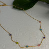 925 Sterling Silver Gold Plated Gemstones Necklace Length 15/16.5 Inch