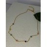 925 Sterling Silver Gold Plated Gemstones Necklace Length 15/16.5 inch