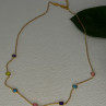 925 Sterling Silver Gold Plated Gemstones Necklace Length 15/16.5 Inch