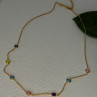 925 Sterling Silver Gold Plated Gemstones Necklace Length 15/16.5 Inch