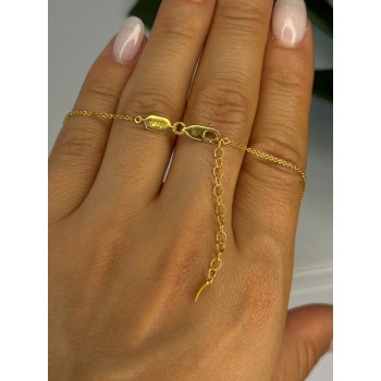 925 Sterling Silver Gold Plated Gemstones Necklace Length 15/16.5 inch