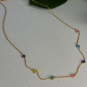 925 Sterling Silver Gold Plated Gemstones Necklace Length 15/16.5 Inch