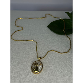 925 Sterling Silver Gold Plated Angel Cz Necklace Length 19.5 inch