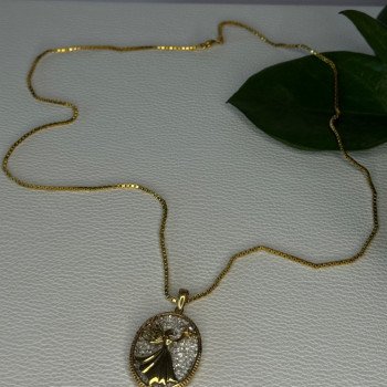 925 Sterling Silver Gold Plated Angel Cz Necklace Length 19.5 Inch
