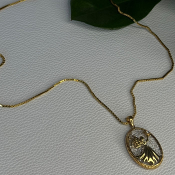 925 Sterling Silver Gold Plated Angel Cz Necklace Length 19.5 Inch