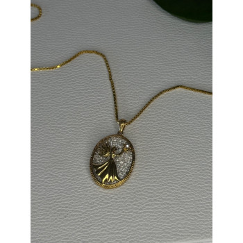 925 Sterling Silver Gold Plated Angel Cz Necklace Length 19.5 inch