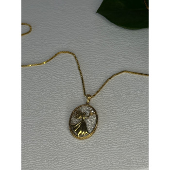 925 Sterling Silver Gold Plated Angel Cz Necklace Length 19.5 inch