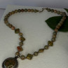 Vintage 925 Sterling Silver Unakite Necklace Length 17 Inch
