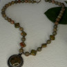 Vintage 925 Sterling Silver Unakite Necklace Length 17 Inch