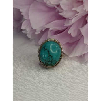 Vintage 925 Sterling Silver Turquoise Ring Size-Able