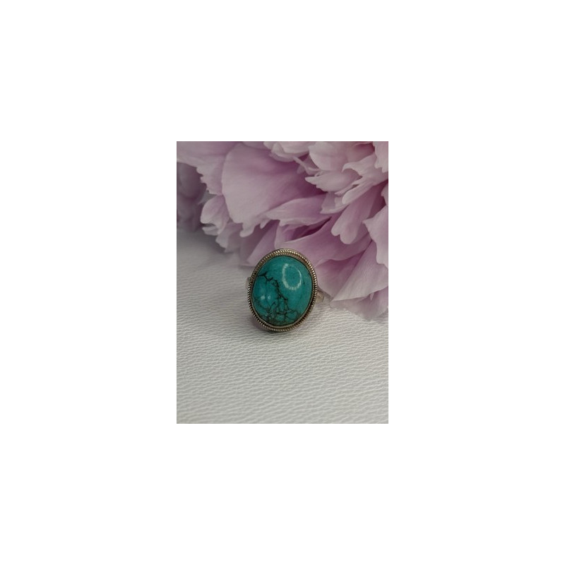 Vintage 925 Sterling Silver Turquoise Ring Size-Able