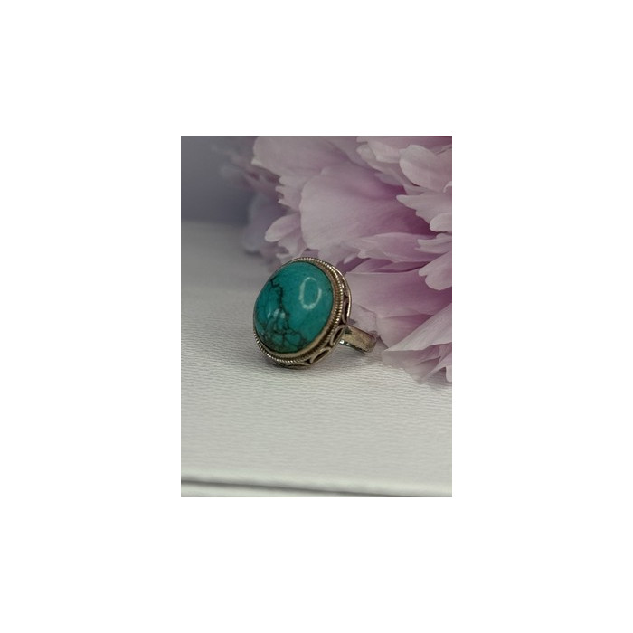 Vintage 925 Sterling Silver Turquoise Ring Size-Able