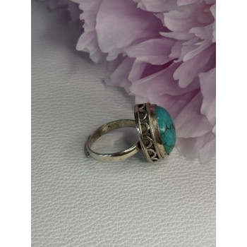 Vintage 925 Sterling Silver Turquoise Ring Size-Able