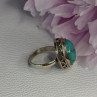 Vintage 925 Sterling Silver Turquoise Ring Size-Able