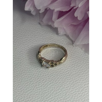 925 Sterling Silver Beryl & Marcasite Ring Size 7