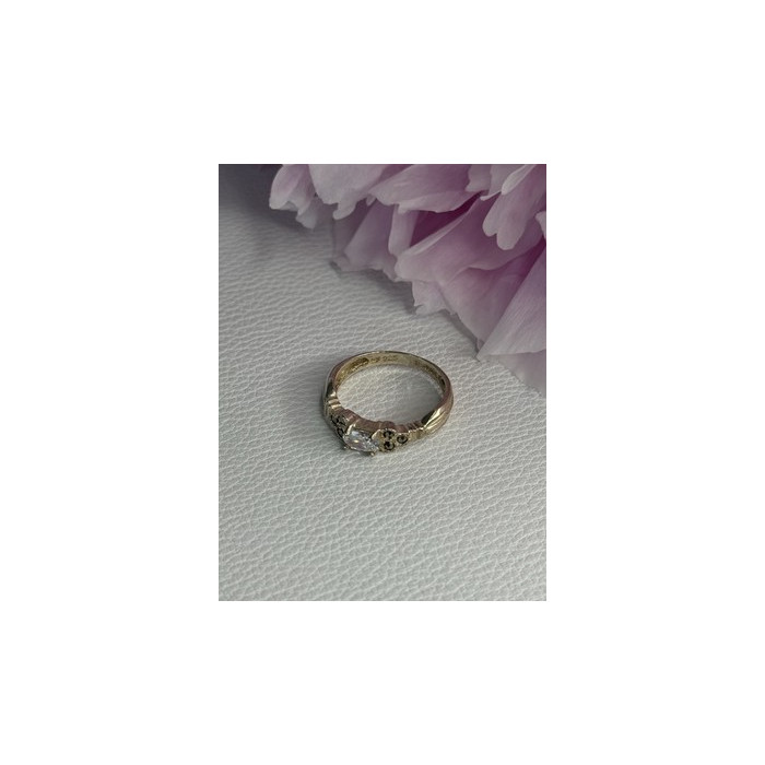 925 Sterling Silver Beryl & Marcasite Ring Size 7