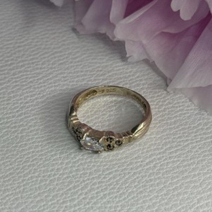 925 Sterling Silver Beryl & Marcasite Ring Size 7