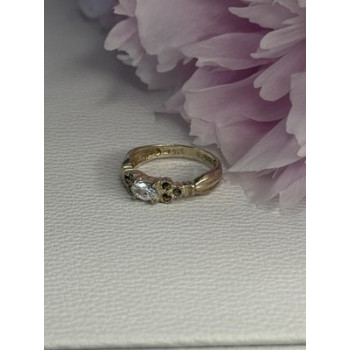 925 Sterling Silver Beryl & Marcasite Ring Size 7