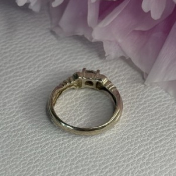 925 Sterling Silver Beryl & Marcasite Ring Size 7