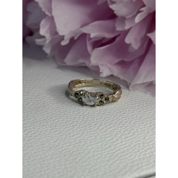 925 Sterling Silver Beryl & Marcasite Ring Size 7