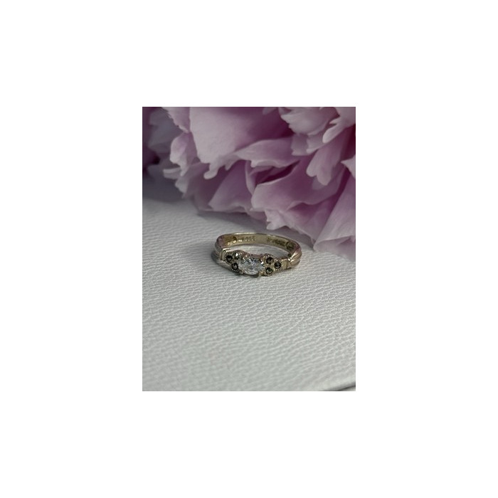 925 Sterling Silver Beryl & Marcasite Ring Size 7