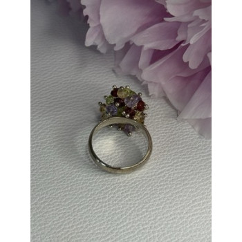 925 Sterling Silver Garnet Amethyst Citrine Peridot Ring Size 9