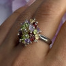 925 Sterling Silver Garnet Amethyst Citrine Peridot Ring Size 9