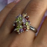 925 Sterling Silver Garnet Amethyst Citrine Peridot Ring Size 9