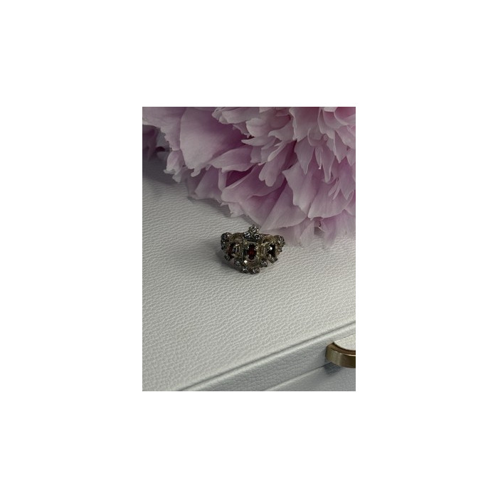 Vintage 925 Sterling Silver Garnet & Beryl Ring Size 5