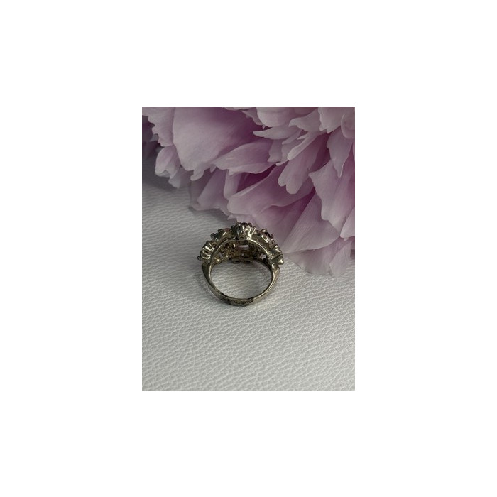 Vintage 925 Sterling Silver Garnet & Beryl Ring Size 5