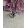 925 Sterling Silver Blue & White Sapphire Flower Ring Size 8