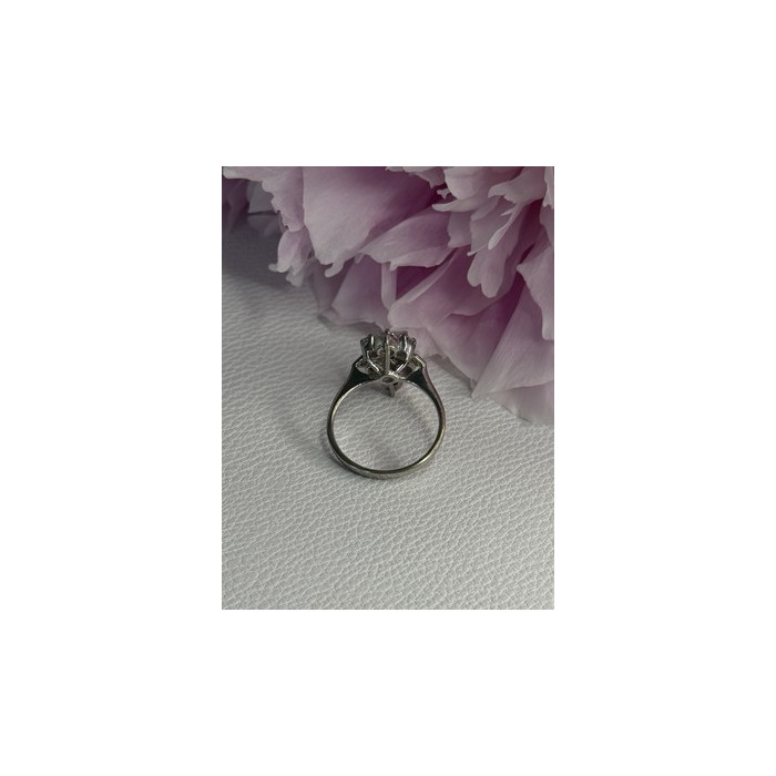 925 Sterling Silver Blue & White Sapphire Flower Ring Size 8