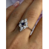 925 Sterling Silver Blue & White Sapphire Flower Ring Size 8