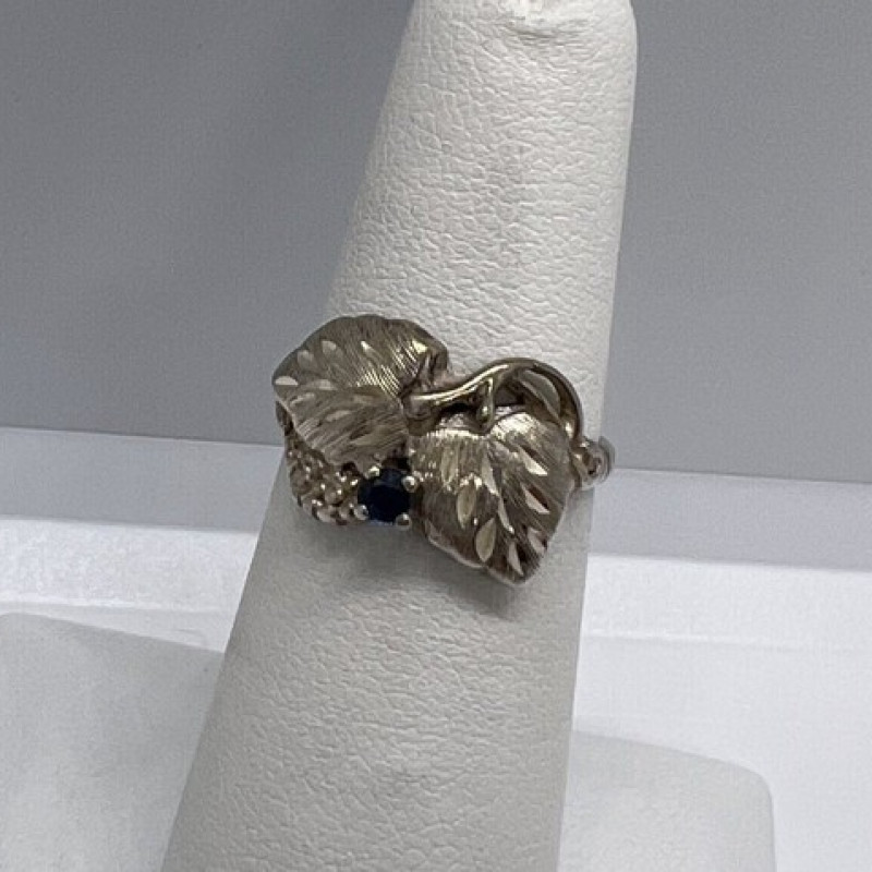925 Sterling Silver Sapphire Ring Size 4.5