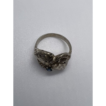 925 Sterling Silver Sapphire Ring Size 4.5