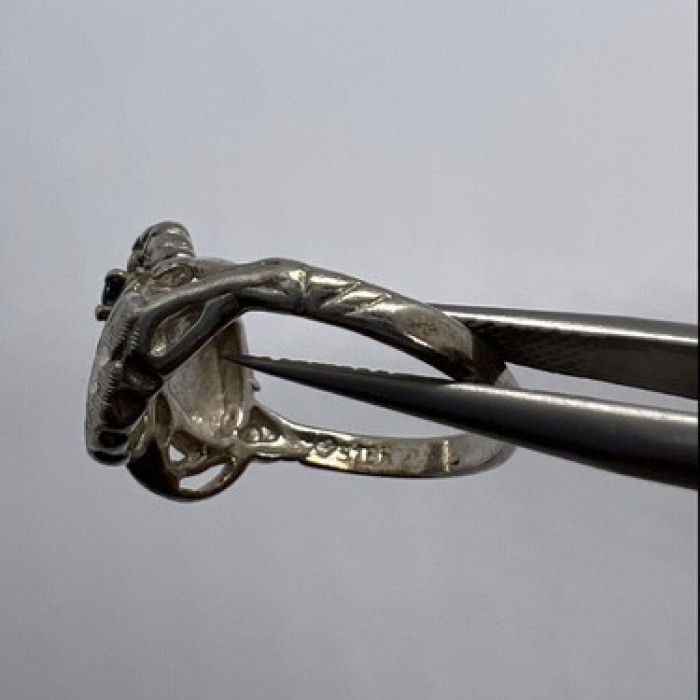 925 Sterling Silver Sapphire Ring Size 4.5