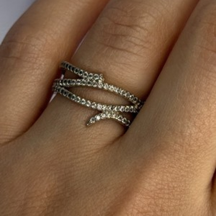 Classy 925 Sterling Silver Diamonds Ring Size 7