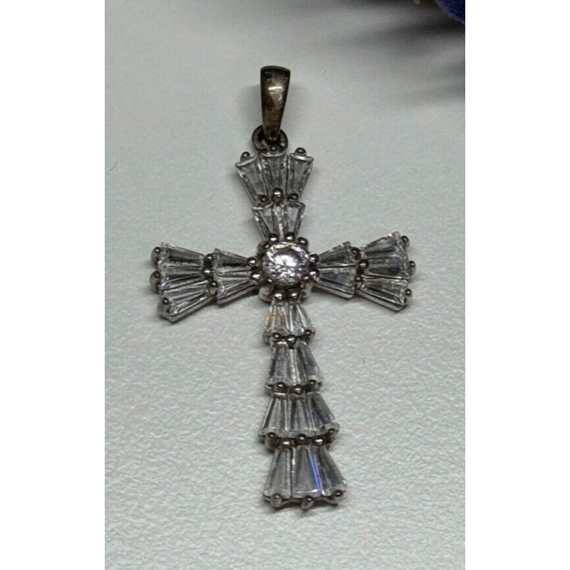 925 Sterling Silver CZ Cross
